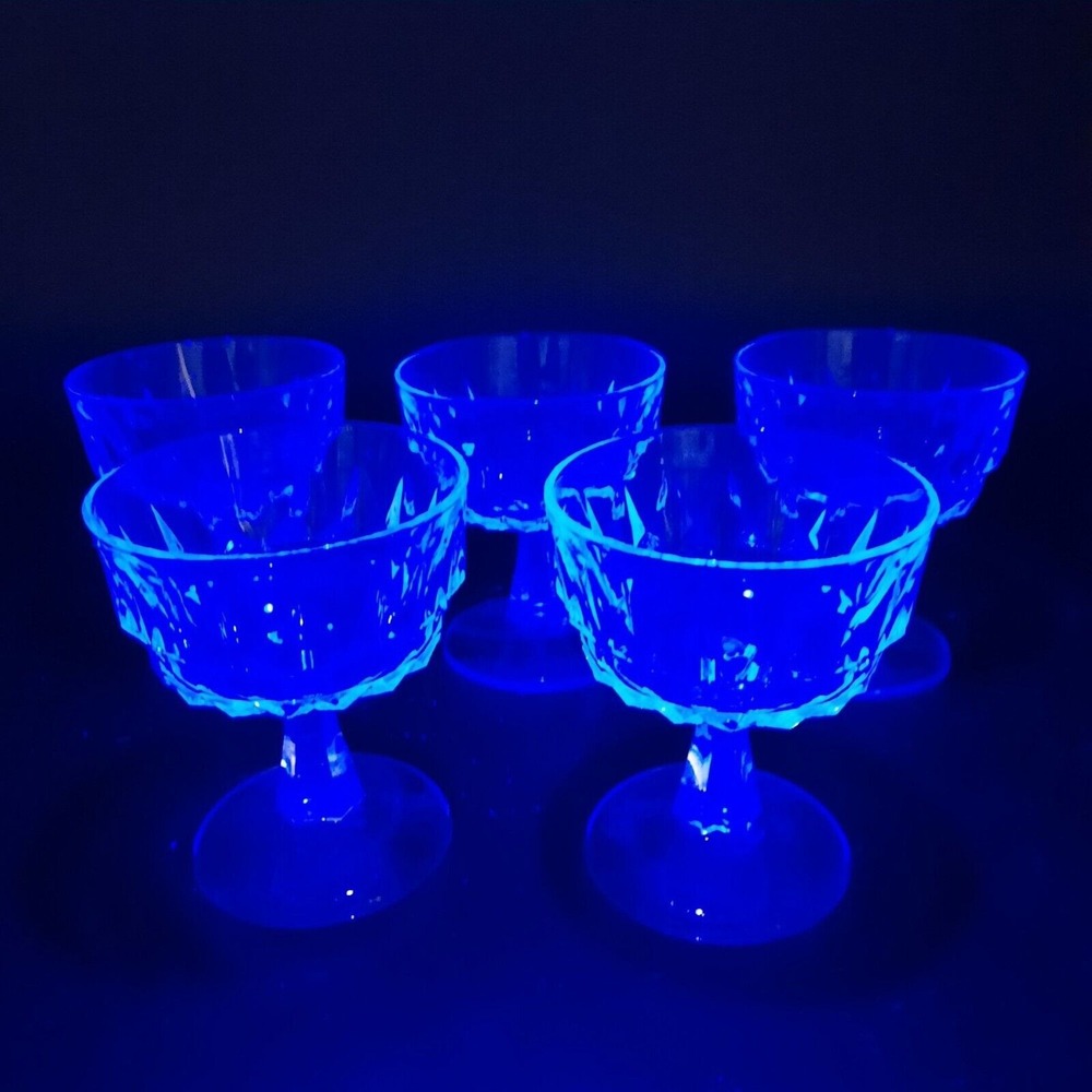 Arcoroc France Arctic Pattern Glass Dessert Champagne Set Of 5 Pressed Crystal - Picture 2 of 6